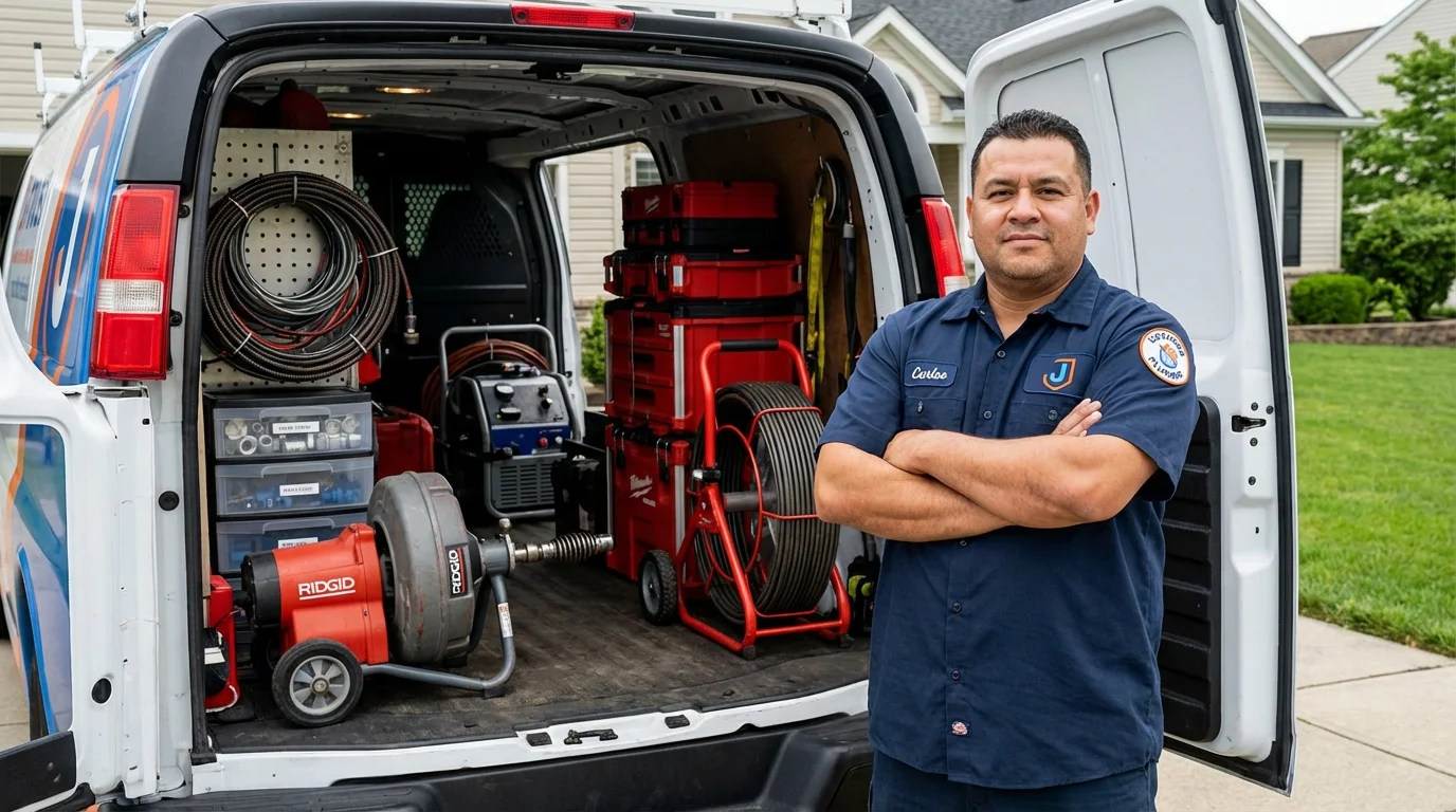 Professional drain cleaning equipment and Johns Plumbing LLC plumber in Rolesville