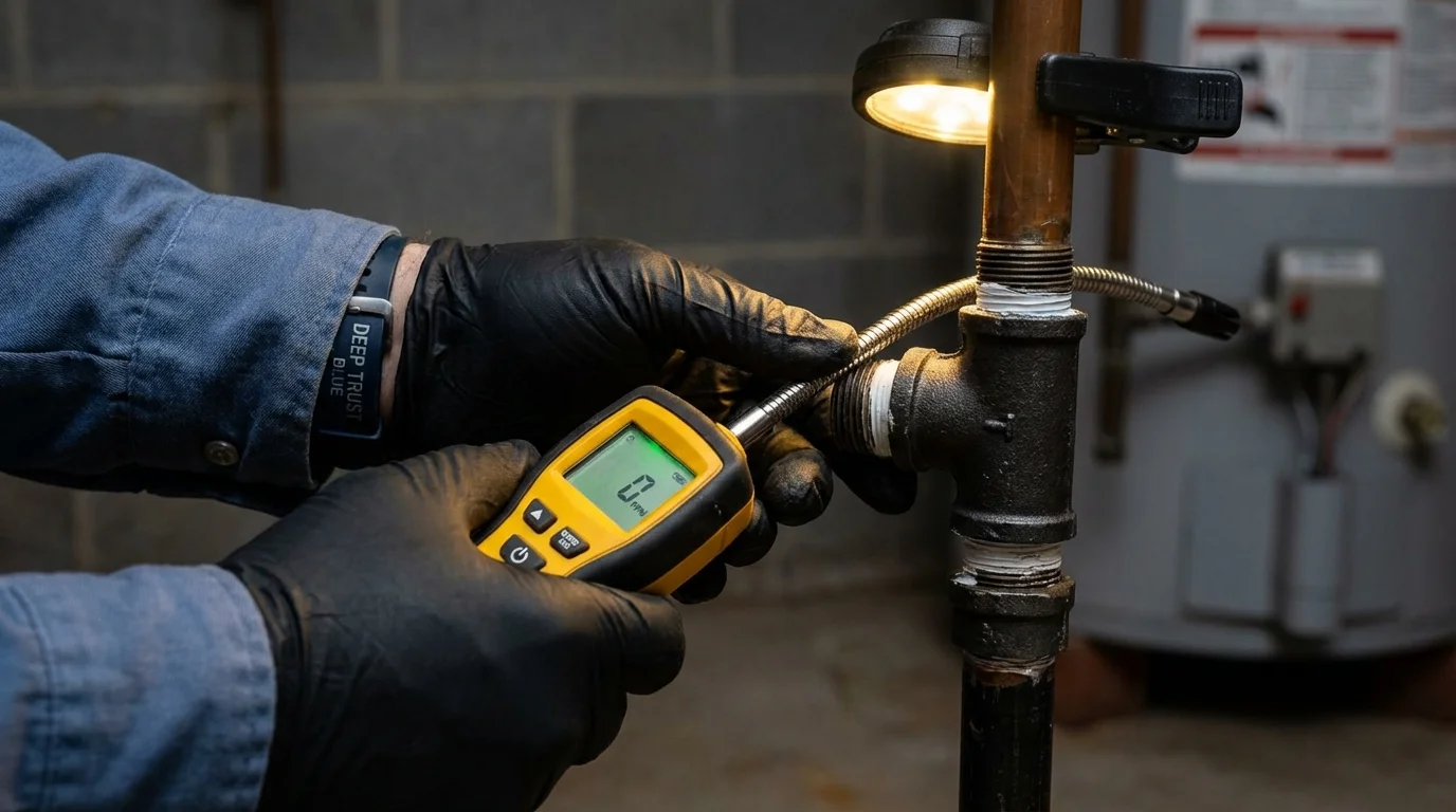 Gas leak detection with electronic sniffer by Johns Plumbing LLC in Rolesville