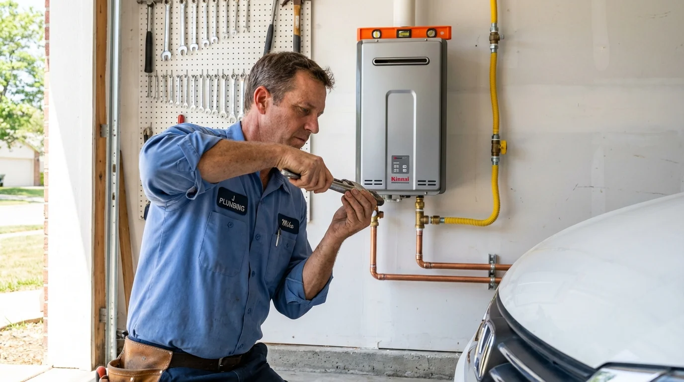 Tankless water heater installation by a Johns Plumbing LLC plumber in Rolesville